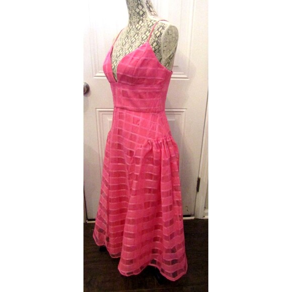 Black by Bariano Kora Midi Dress NWT V Neck Aline Barbie Pink Retail $247 Size 6 - Picture 6 of 11